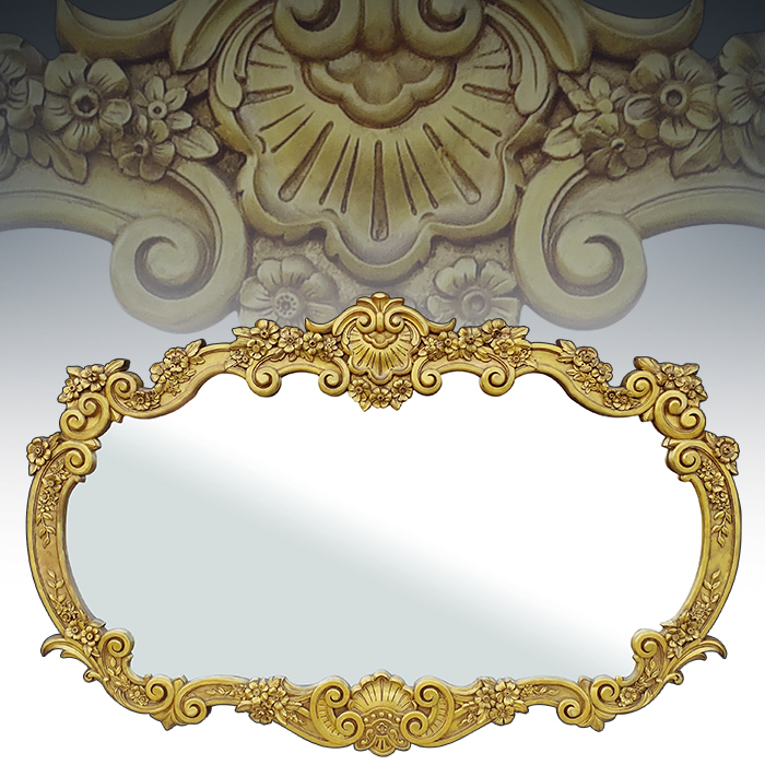 미국산 금장 오발 플라워 대형 거울